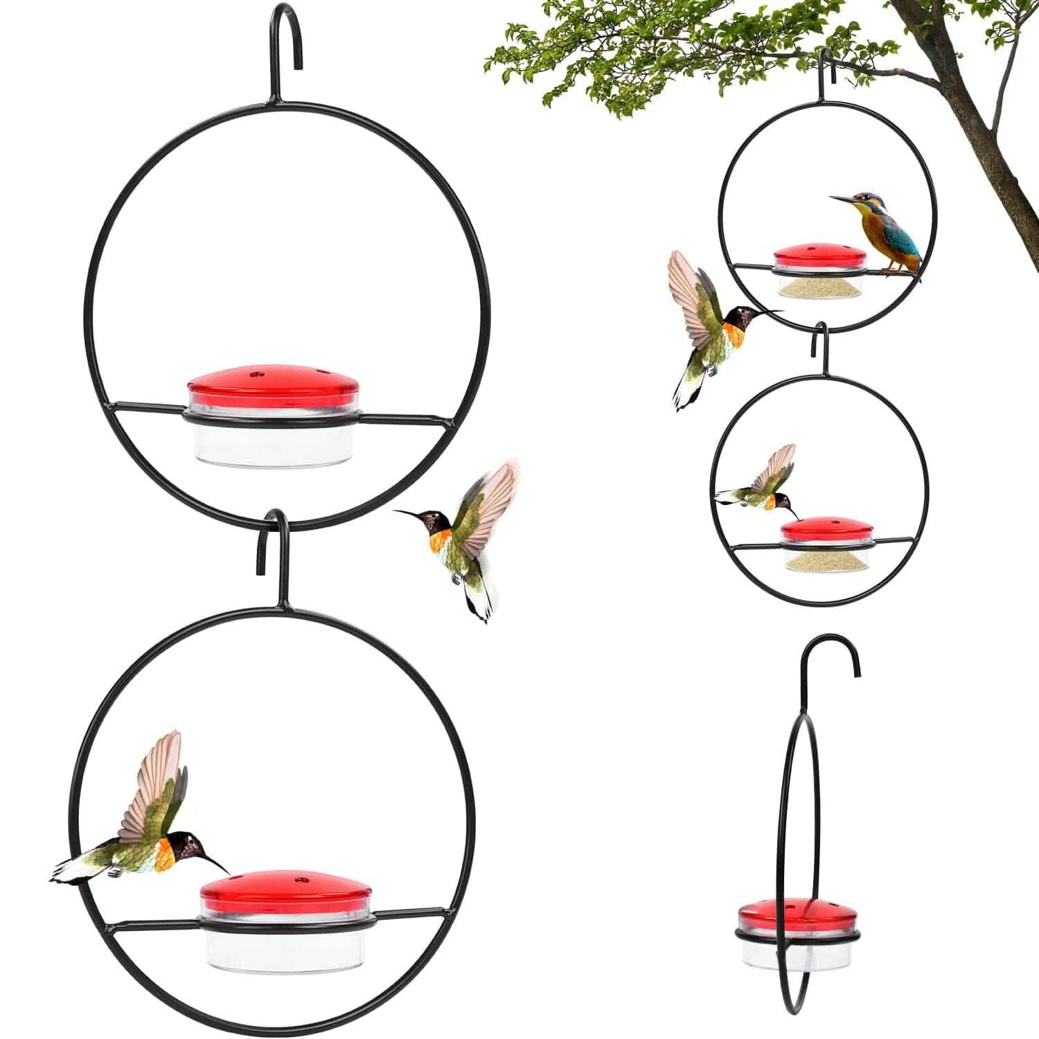 3-Pieces: Stackable Hanging Humming Bird Feeder with Metal Frame & Red Plastic Bowl by DailySale