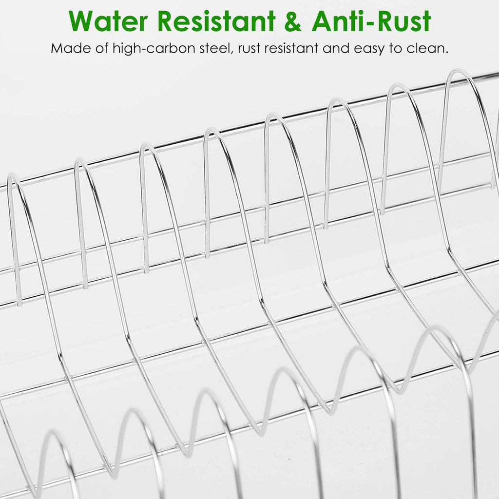 3-Tier Dish Drying Rack Shelf with 3 Drain Trays Chopping Board by DailySale