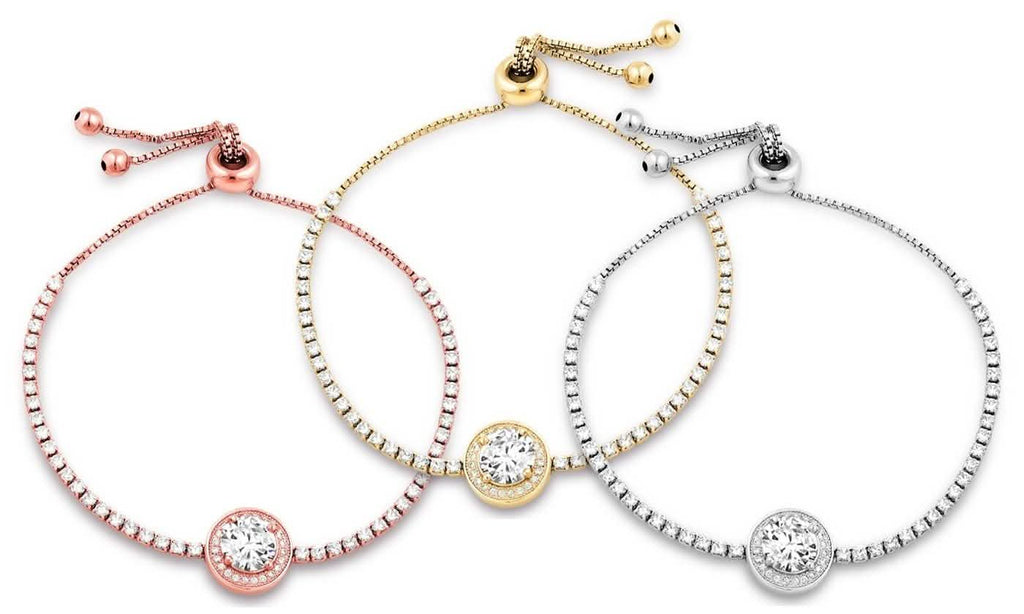 3.00 CTTW Adjustable Halo Tennis Bracelet - Assorted Colors by DailySale