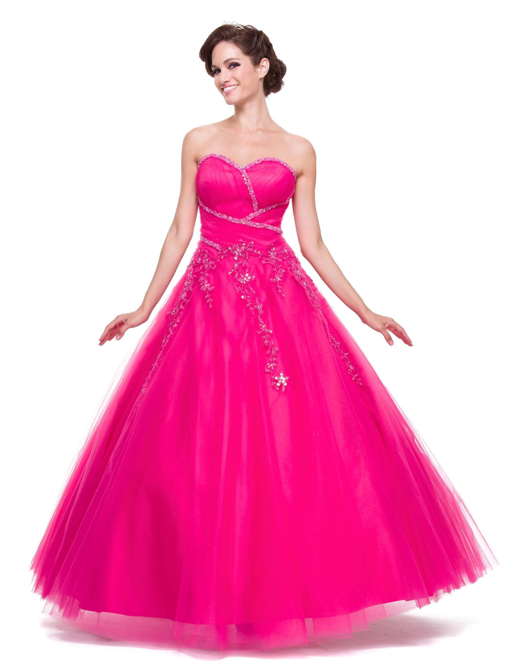 CLEARANCE - Juliet 301 Poofy Quinceanera Tulle Dress A-Line Strapless Beading by DiscountDressShop