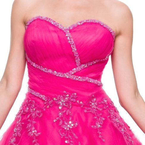 CLEARANCE - Juliet 301 Poofy Quinceanera Tulle Dress A-Line Strapless Beading by DiscountDressShop