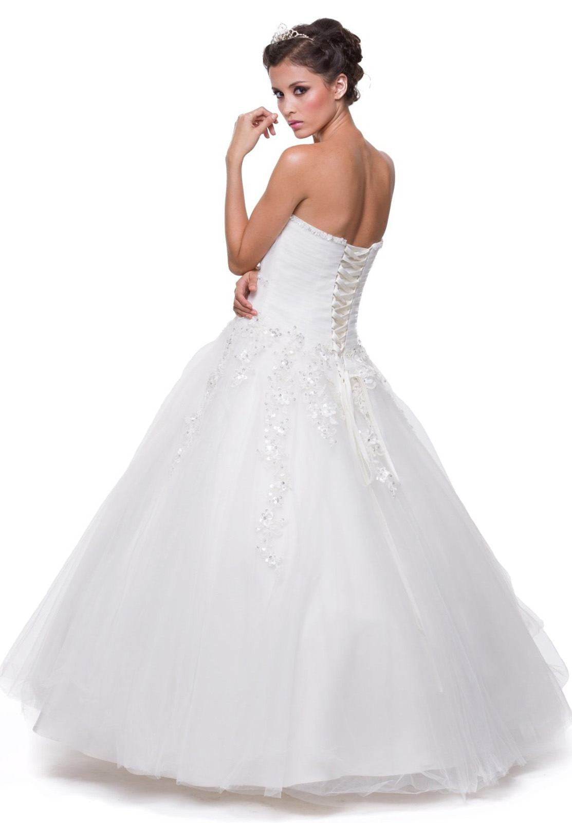 CLEARANCE - Juliet 301 Poofy Quinceanera Tulle Dress A-Line Strapless Beading by DiscountDressShop
