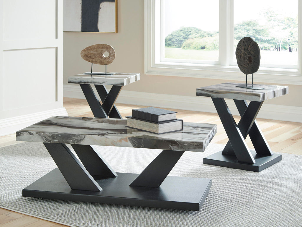 Cendill - Occasional Table Set (Set of 3) - Dark Brown / White / Black by Unique Piece Furniture