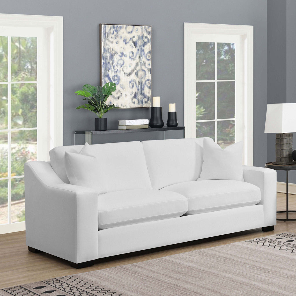 Ashlyn Upholstered Sloped Arm Sofa White by Unique Piece Furniture