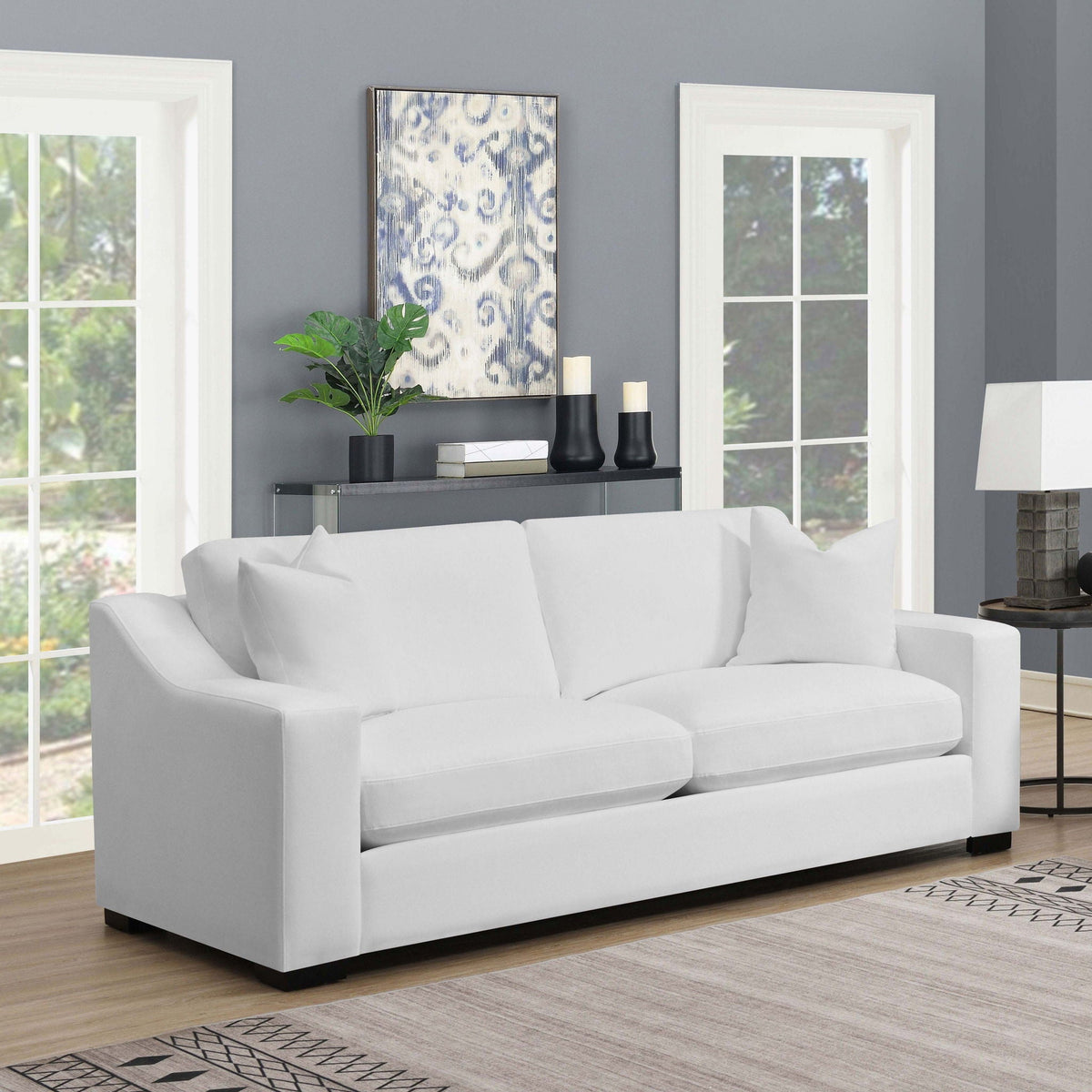 Ashlyn Upholstered Sloped Arm Sofa White by Unique Piece Furniture