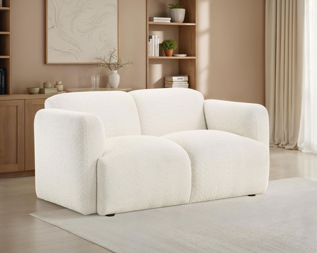 Dorset Fabric Upholstered Round Track Arm Loveseat White by Unique Piece Furniture