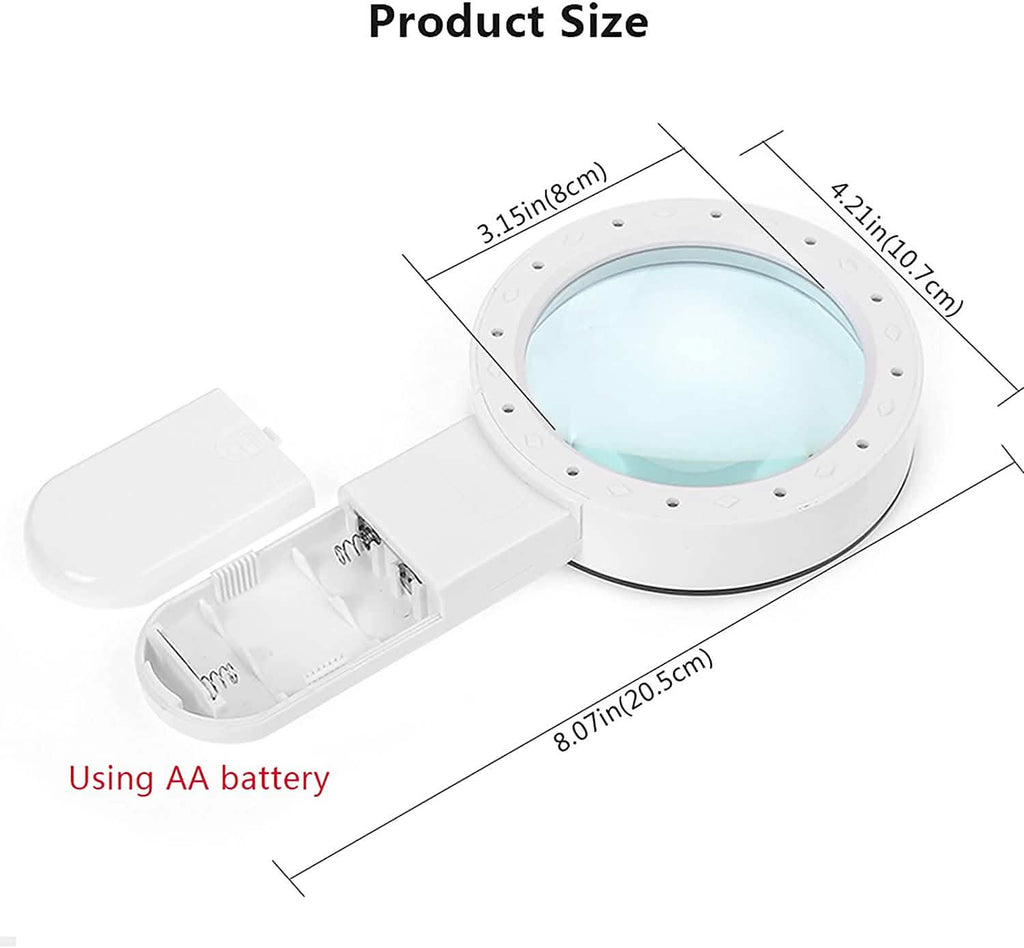 30X Handheld Large Magnifying Glass 12 LED Illuminated Lighted Magnifier by DailySale