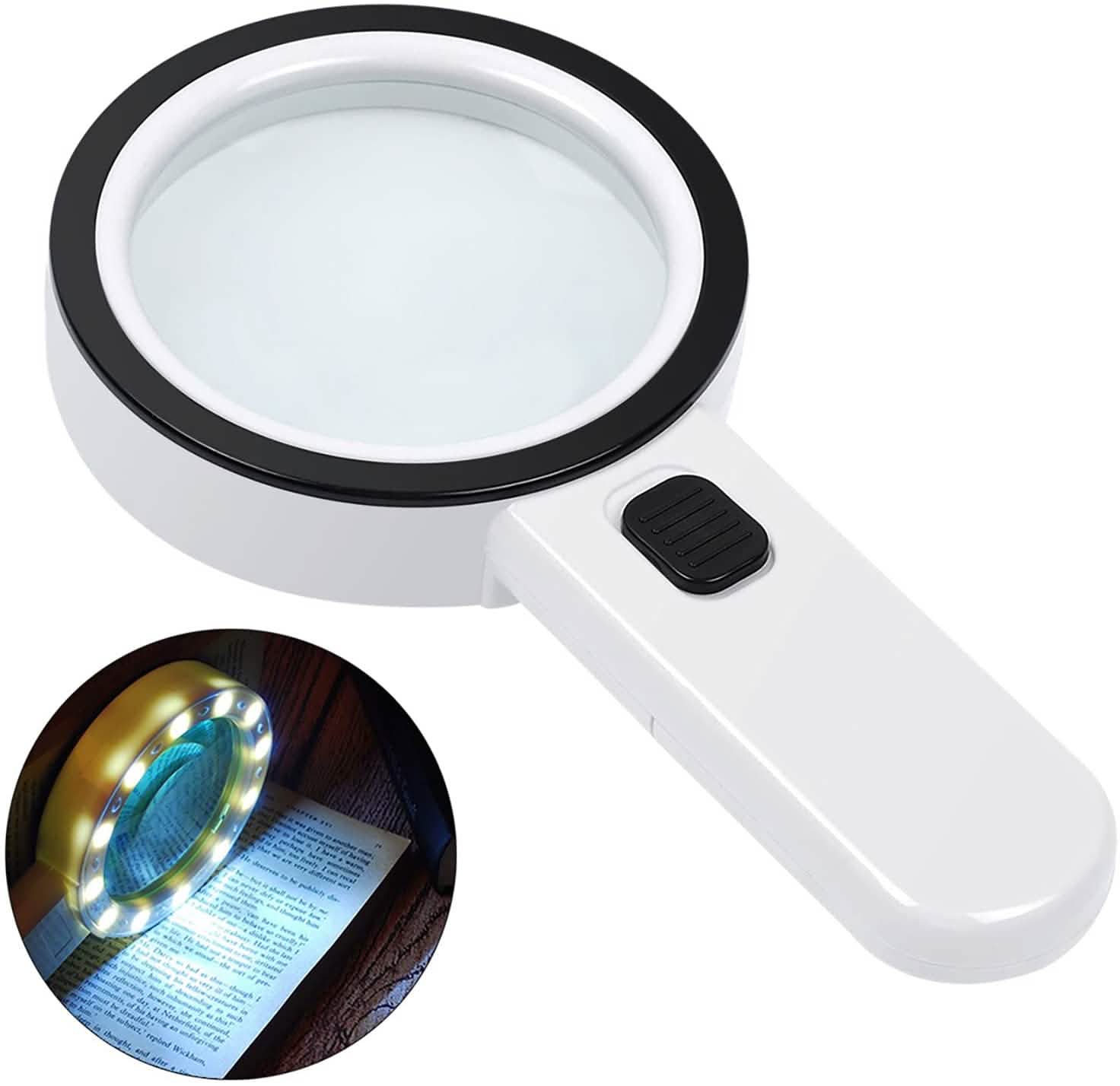 30X Handheld Large Magnifying Glass 12 LED Illuminated Lighted Magnifier by DailySale