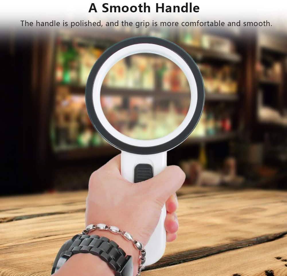 30X Handheld Large Magnifying Glass 12 LED Illuminated Lighted Magnifier by DailySale