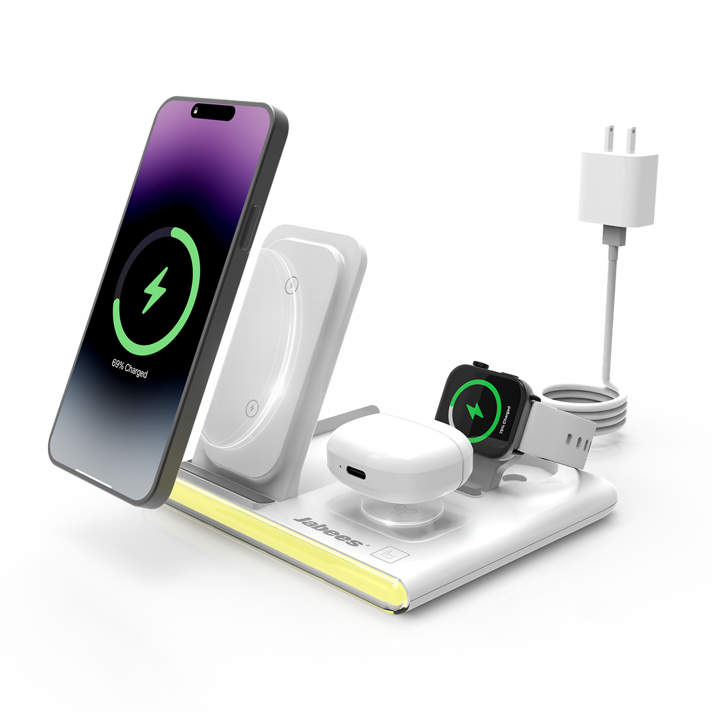 PowerGlow - Jabees PowerGlow 4-In-1 Foldable Wireless Charging Station with LED Night Light by DC-Jabees