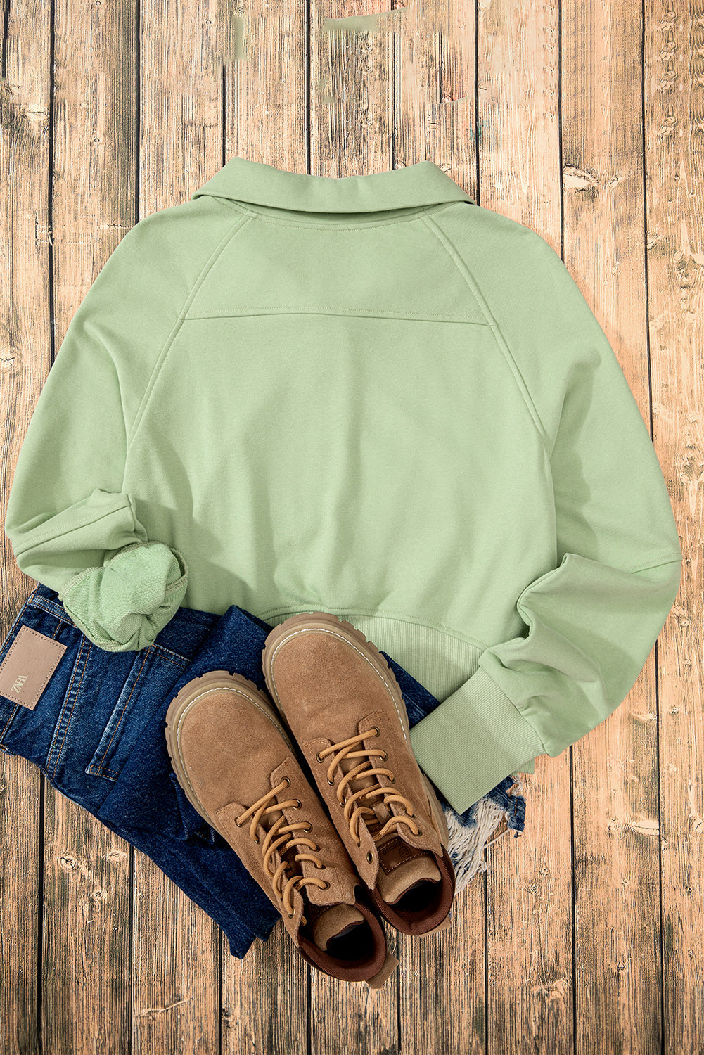 Smoke Green Quarter Zip Stand Neck Kangaroo Pocket Sweatshirt by Wild and Free Boutique