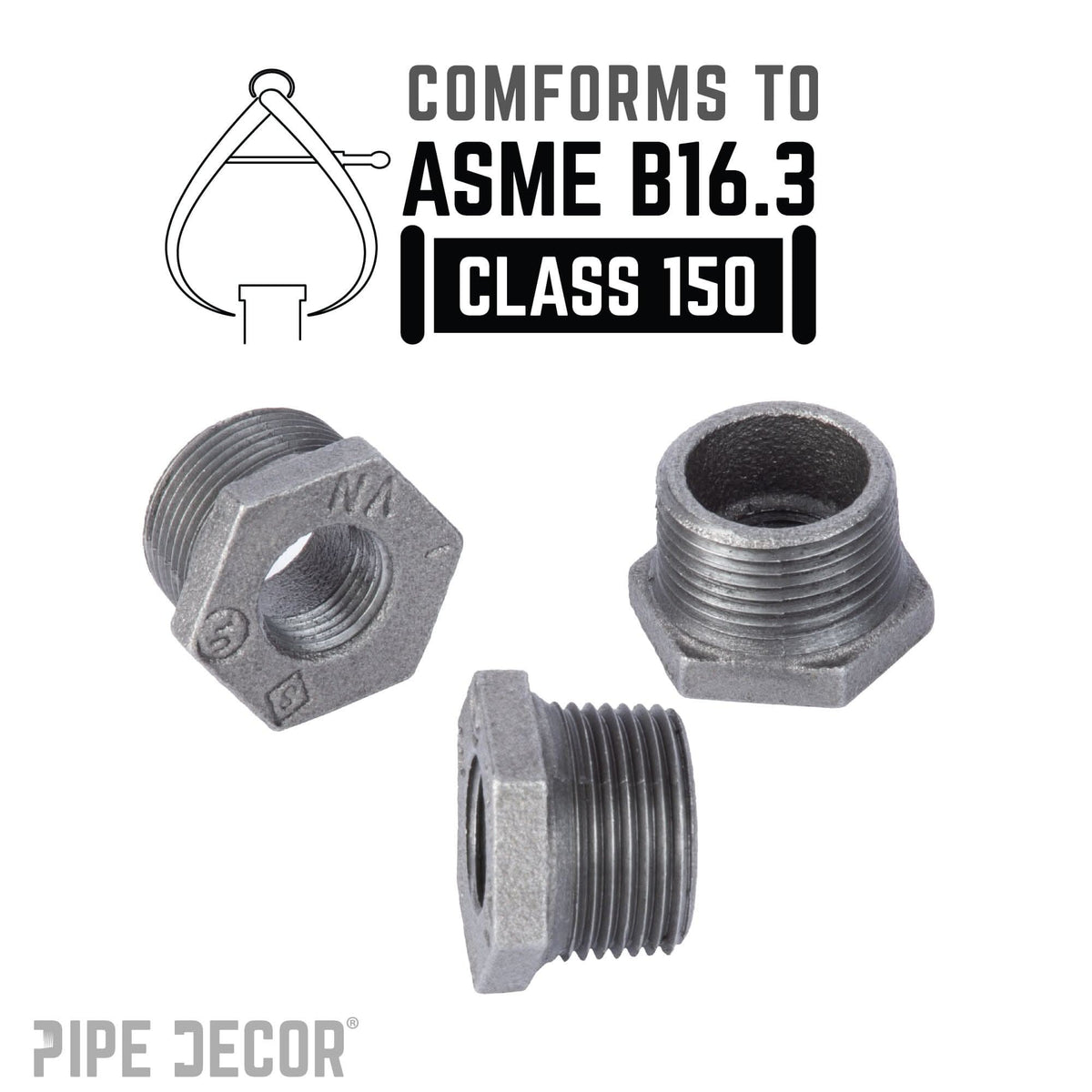 1 1/4 in. x 1 in. Black Bushing by PIPE DECOR