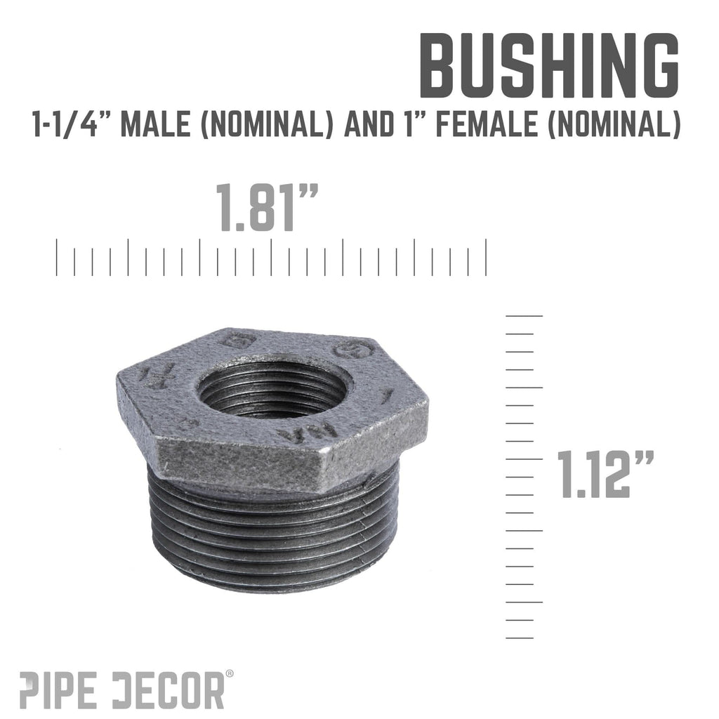 1 1/4 in. x 1 in. Black Bushing by PIPE DECOR