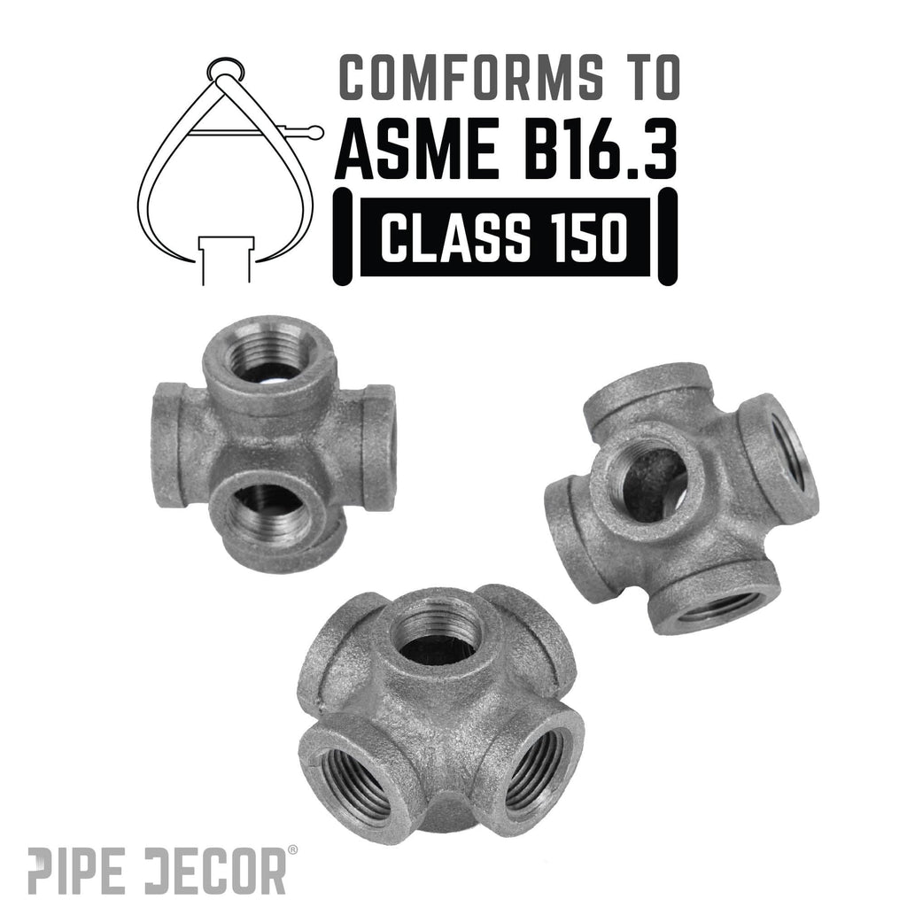 3/8 in. Black 6-Way Fitting by PIPE DECOR