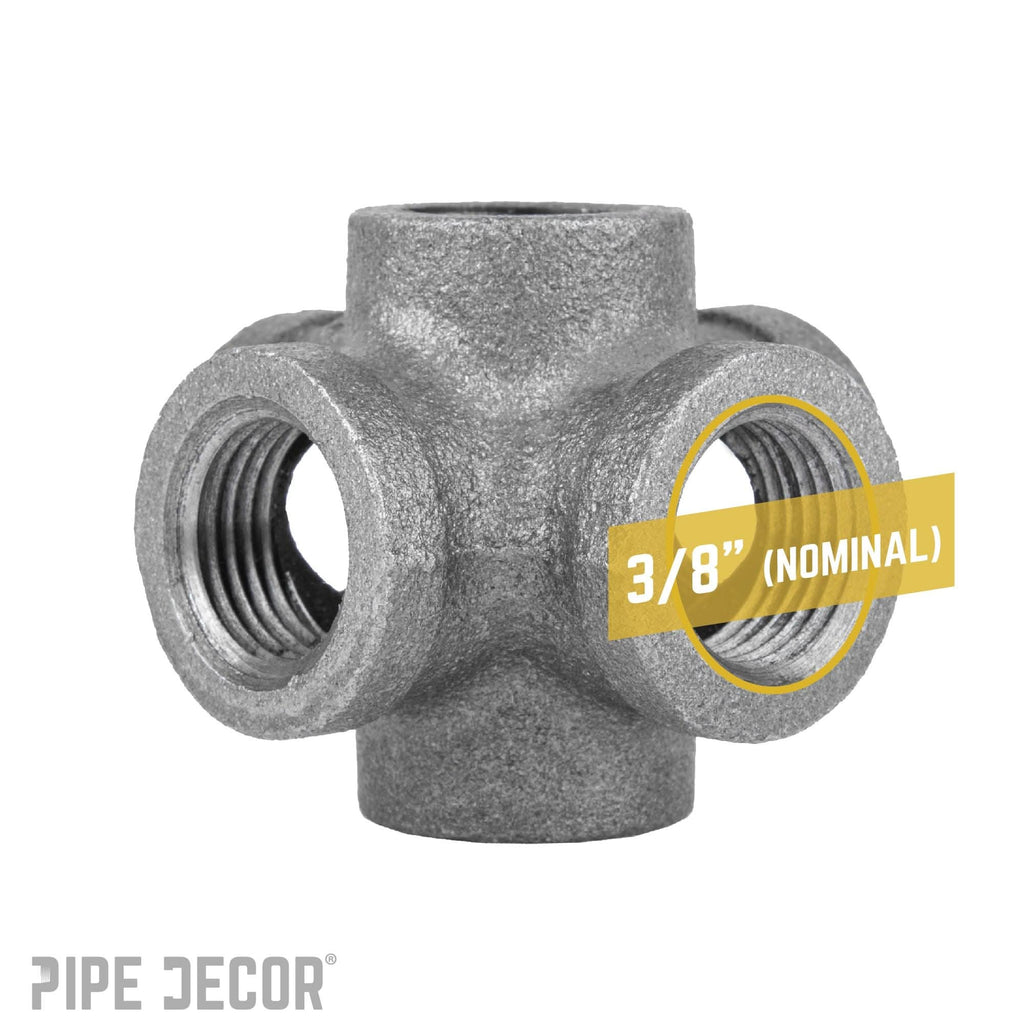 3/8 in. Black 6-Way Fitting by PIPE DECOR