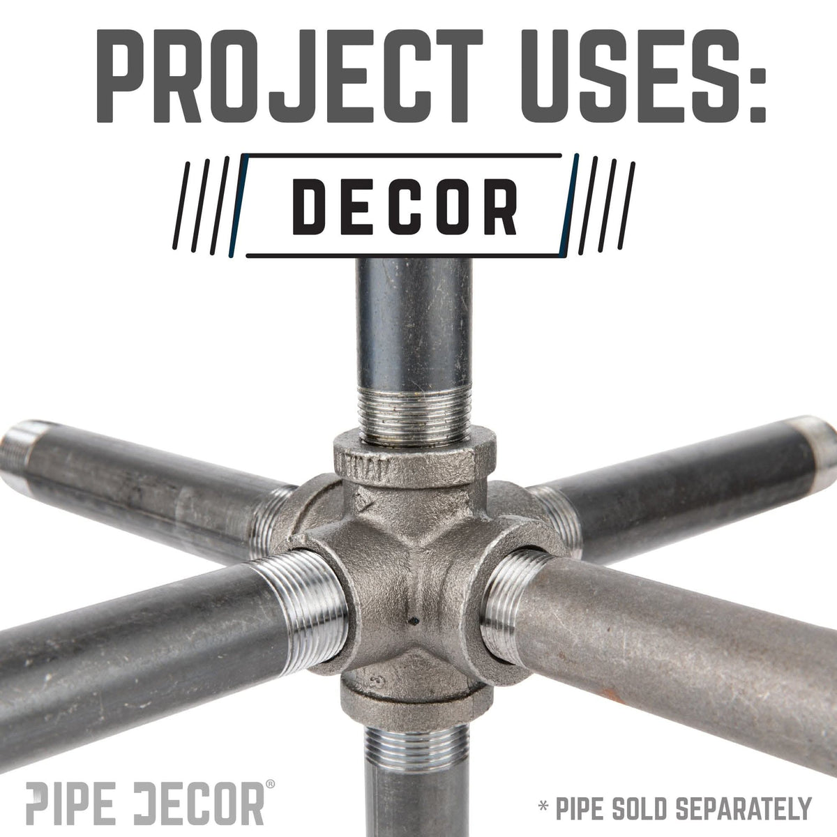3/8 in. Black 6-Way Fitting by PIPE DECOR