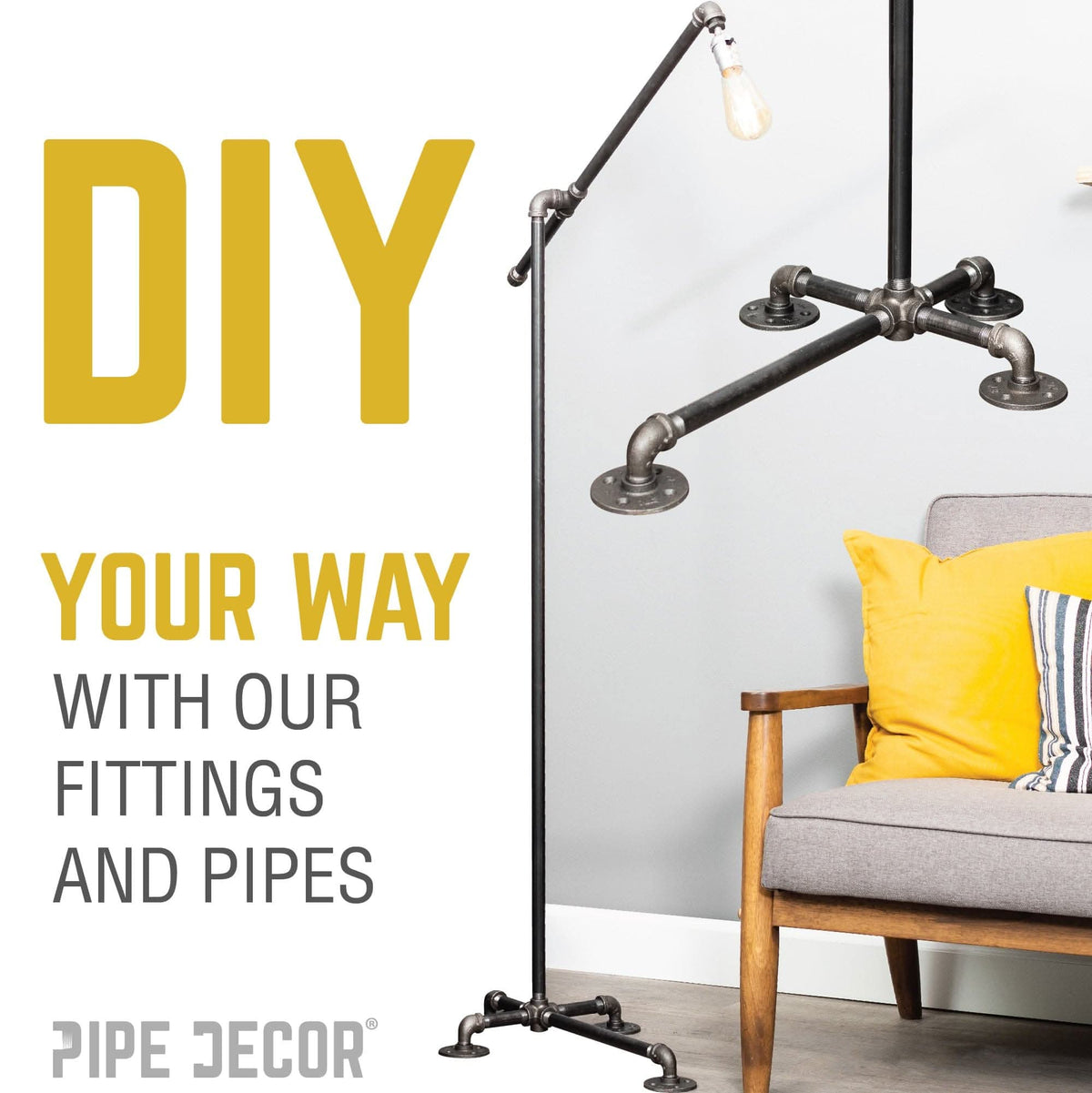 3/8 in. Black 6-Way Fitting by PIPE DECOR