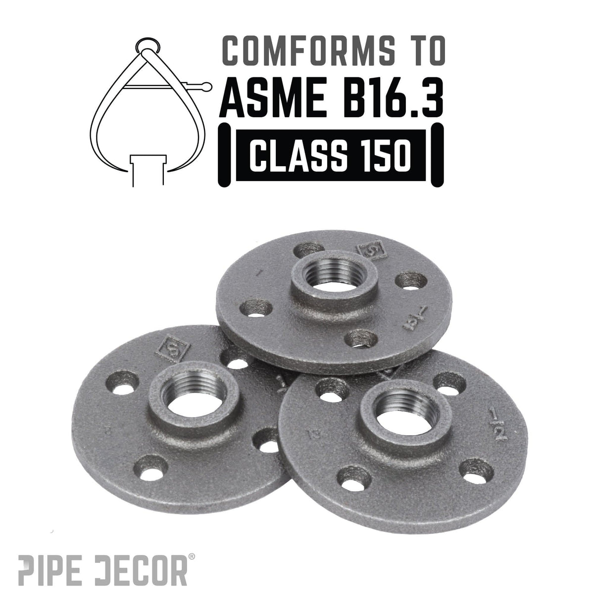 1/2 in. Black Floor Flange by PIPE DECOR
