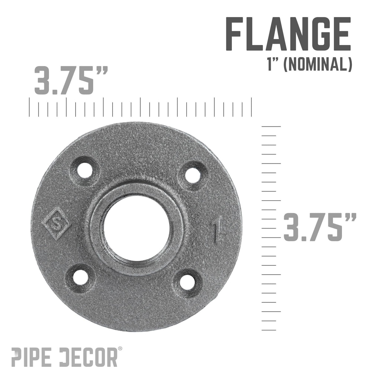 1 in. Black Floor Flange by PIPE DECOR