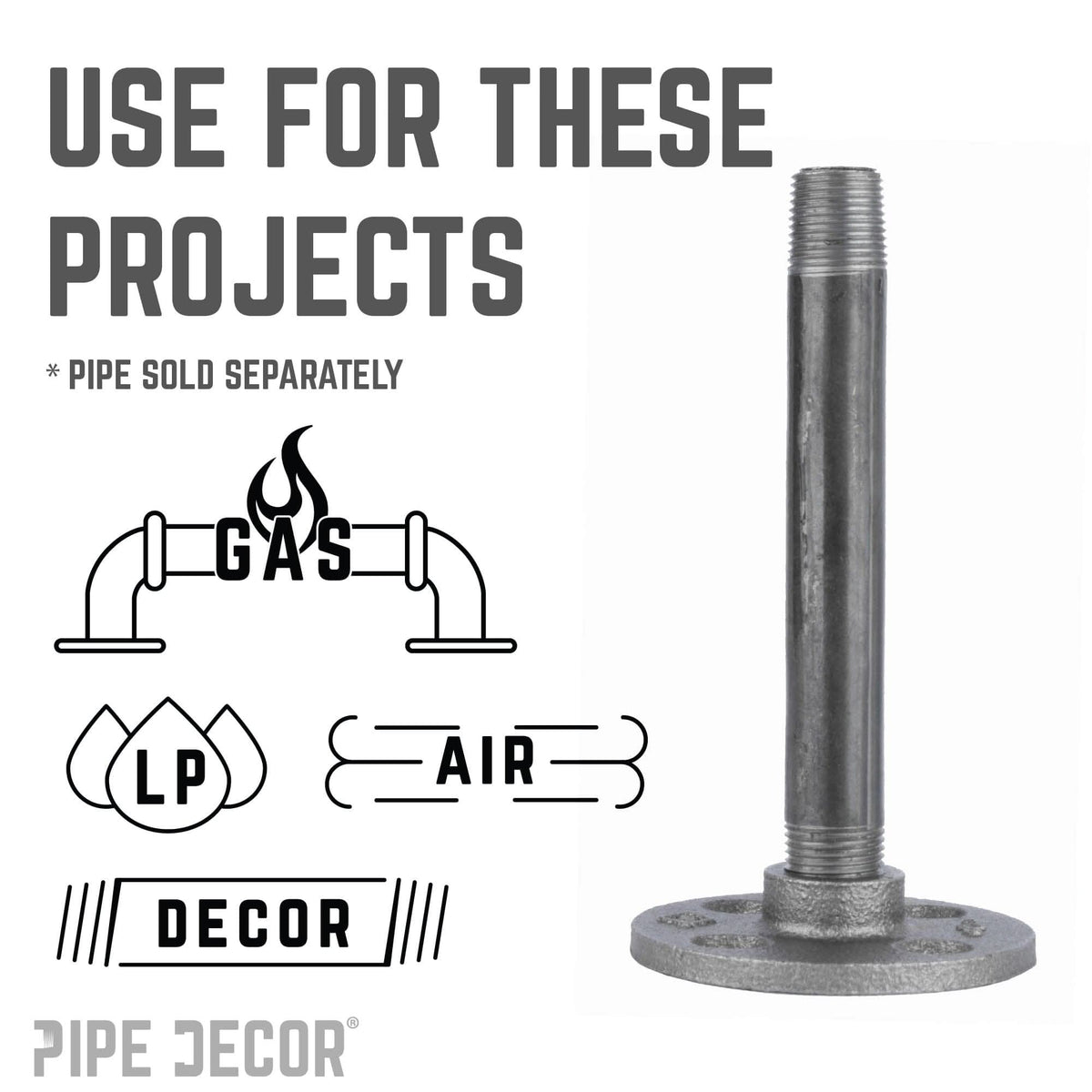 1 in. Black Floor Flange by PIPE DECOR