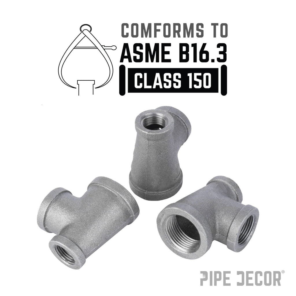 1 1/4 in. x 3/4 in. x 1 in. Black Reducing Tee by PIPE DECOR