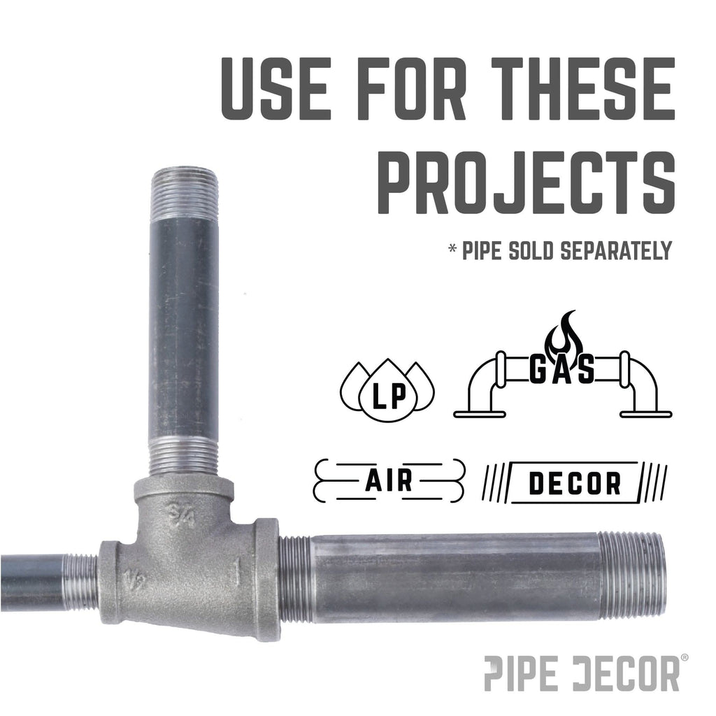 1 1/4 in. x 3/4 in. x 1 in. Black Reducing Tee by PIPE DECOR