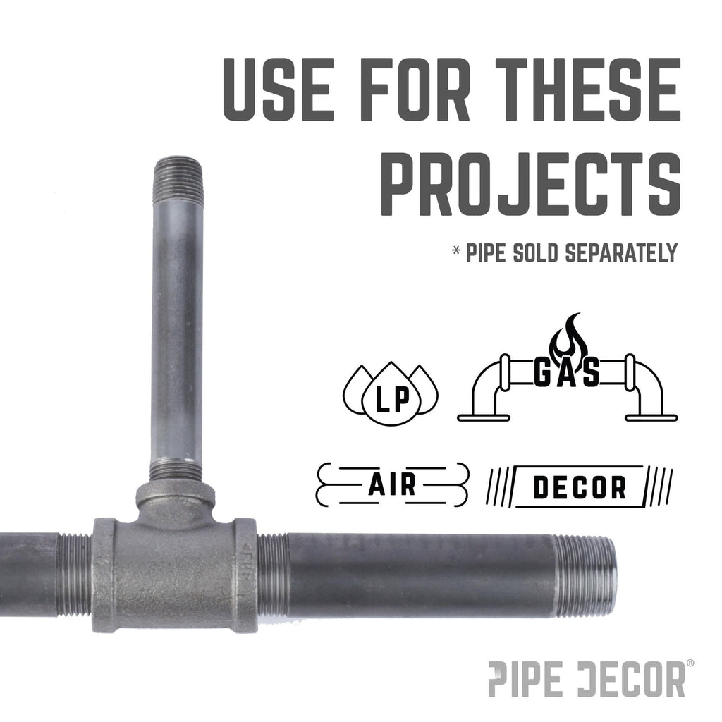2 in. x 2 in. x 1/2 in. Black Reducing Tee by PIPE DECOR