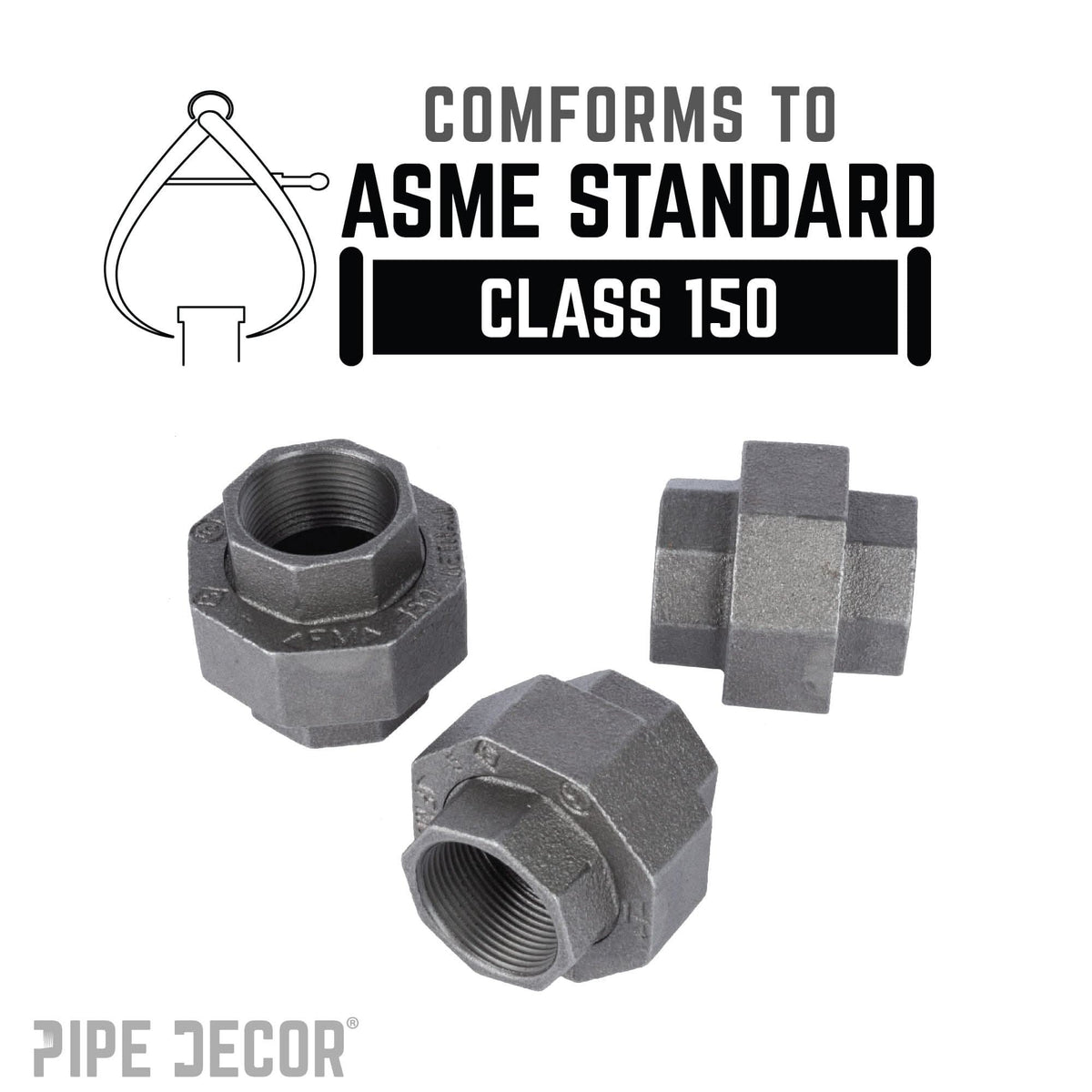 1 1/4 in. Black Union by PIPE DECOR