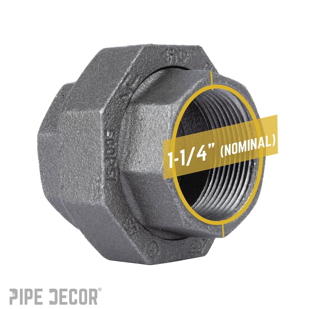 1 1/4 in. Black Union by PIPE DECOR