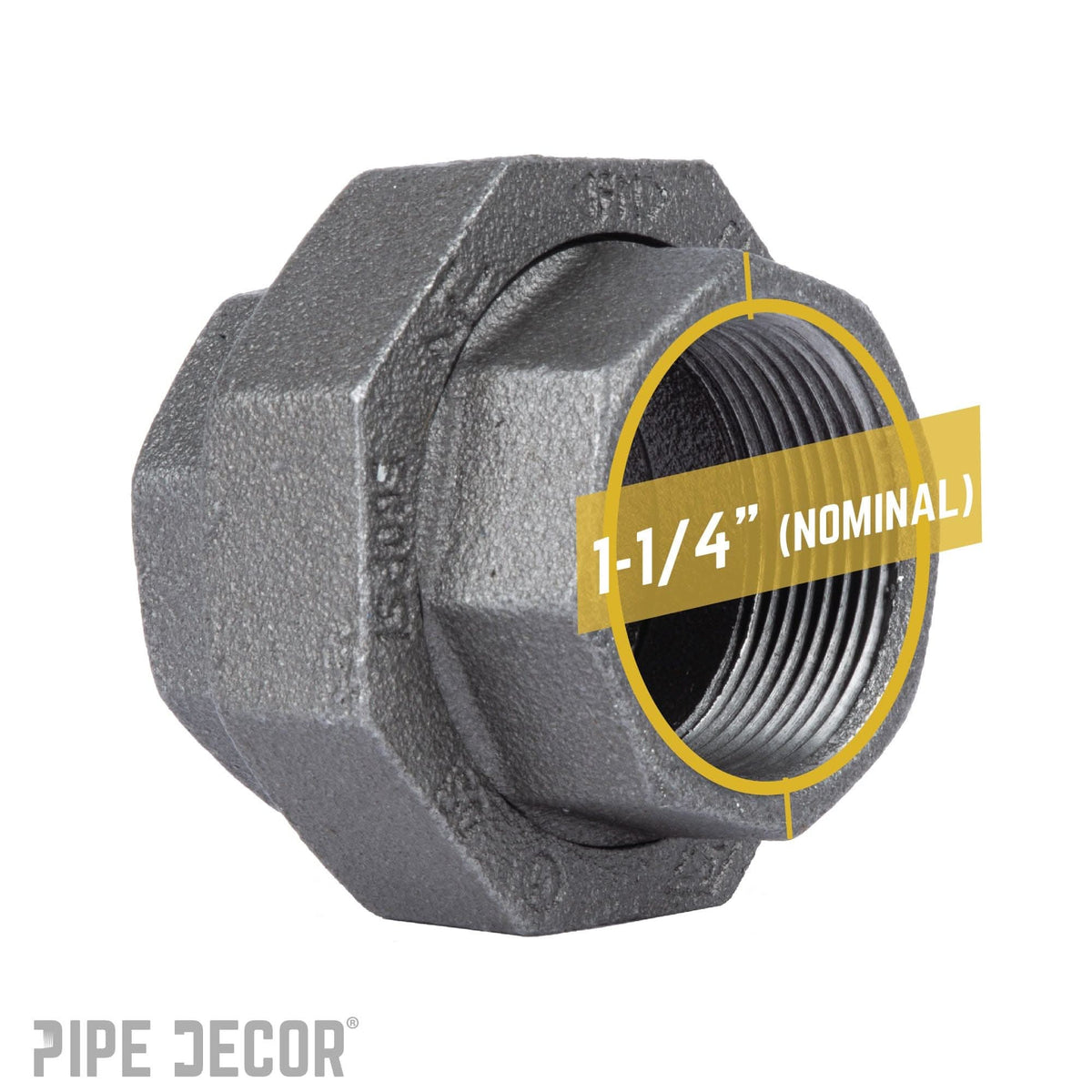 1 1/4 in. Black Union by PIPE DECOR