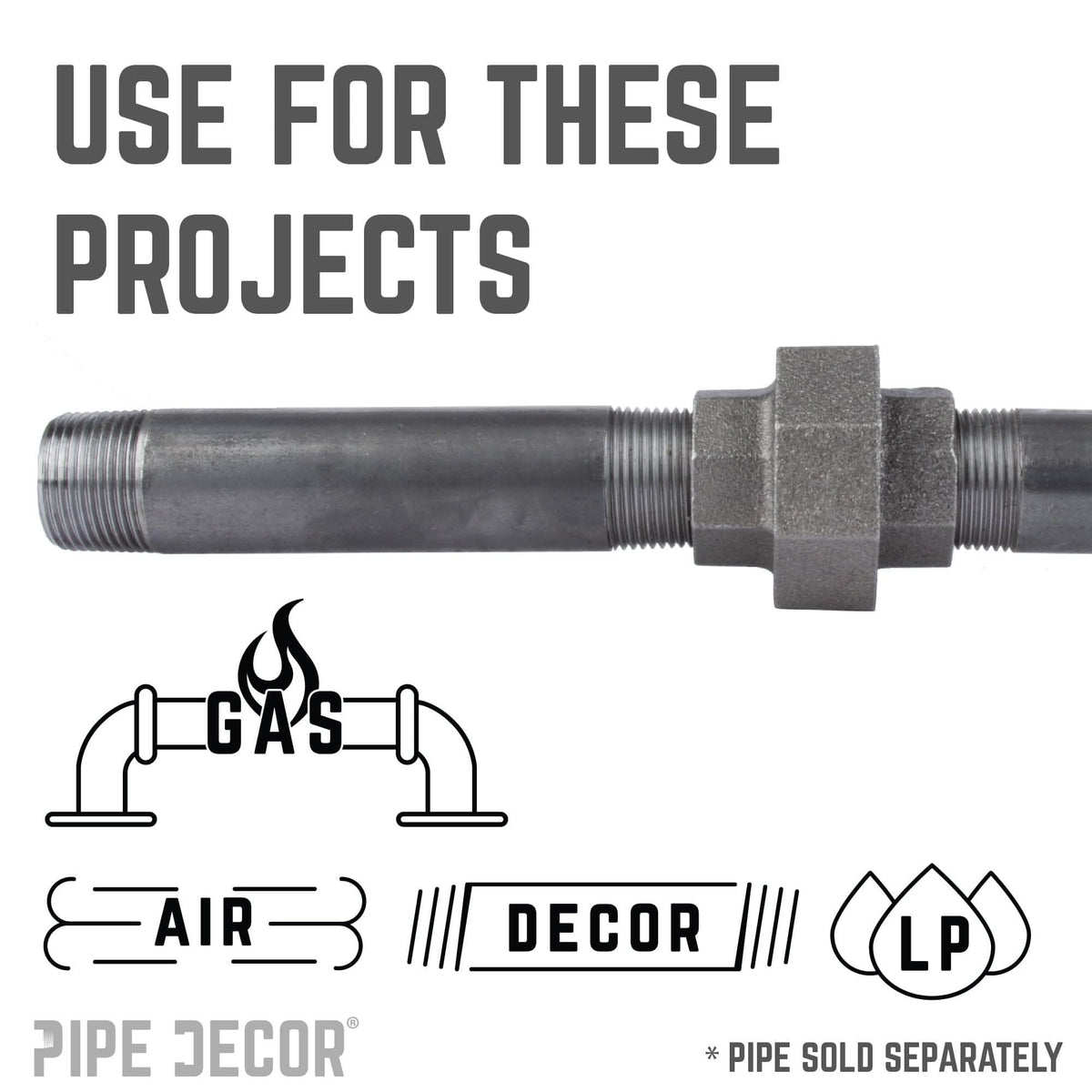 1 1/4 in. Black Union by PIPE DECOR