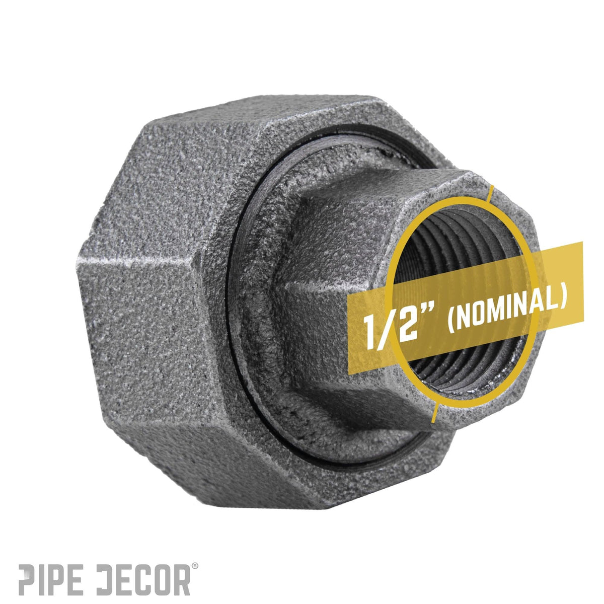 1/2 in. Black Union by PIPE DECOR