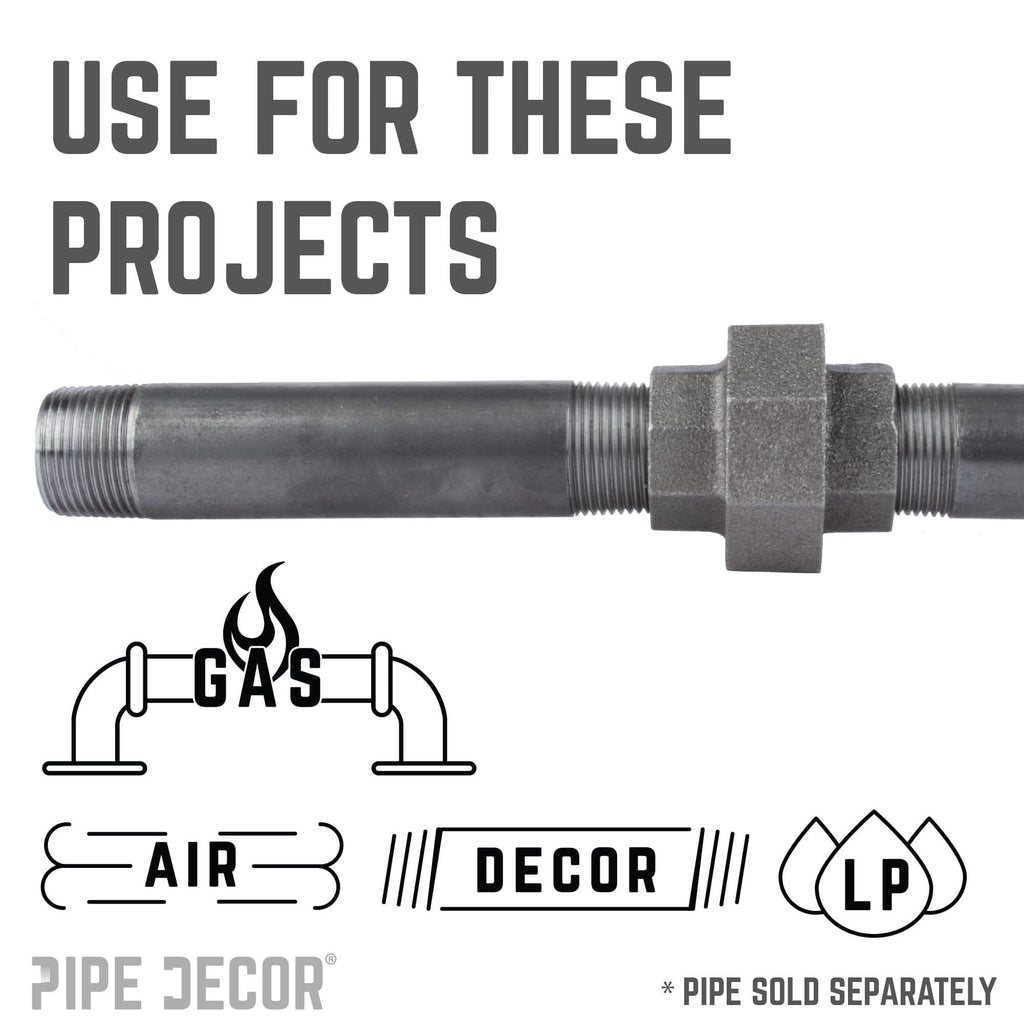 1/2 in. Black Union by PIPE DECOR