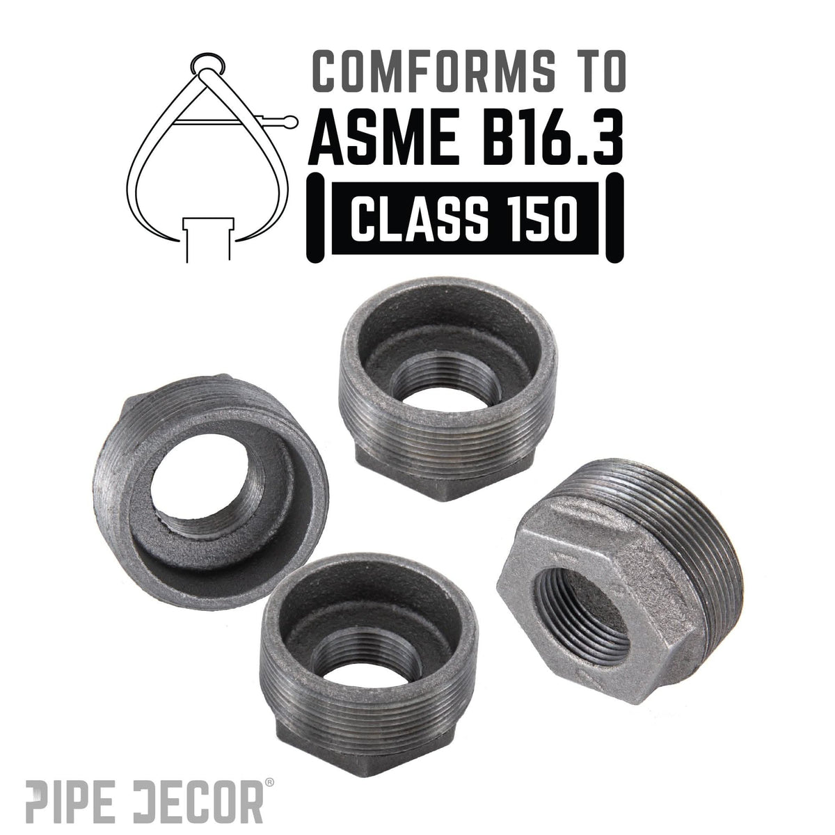 1 1/2 in. x 1 1/4 in. Black Bushing by PIPE DECOR