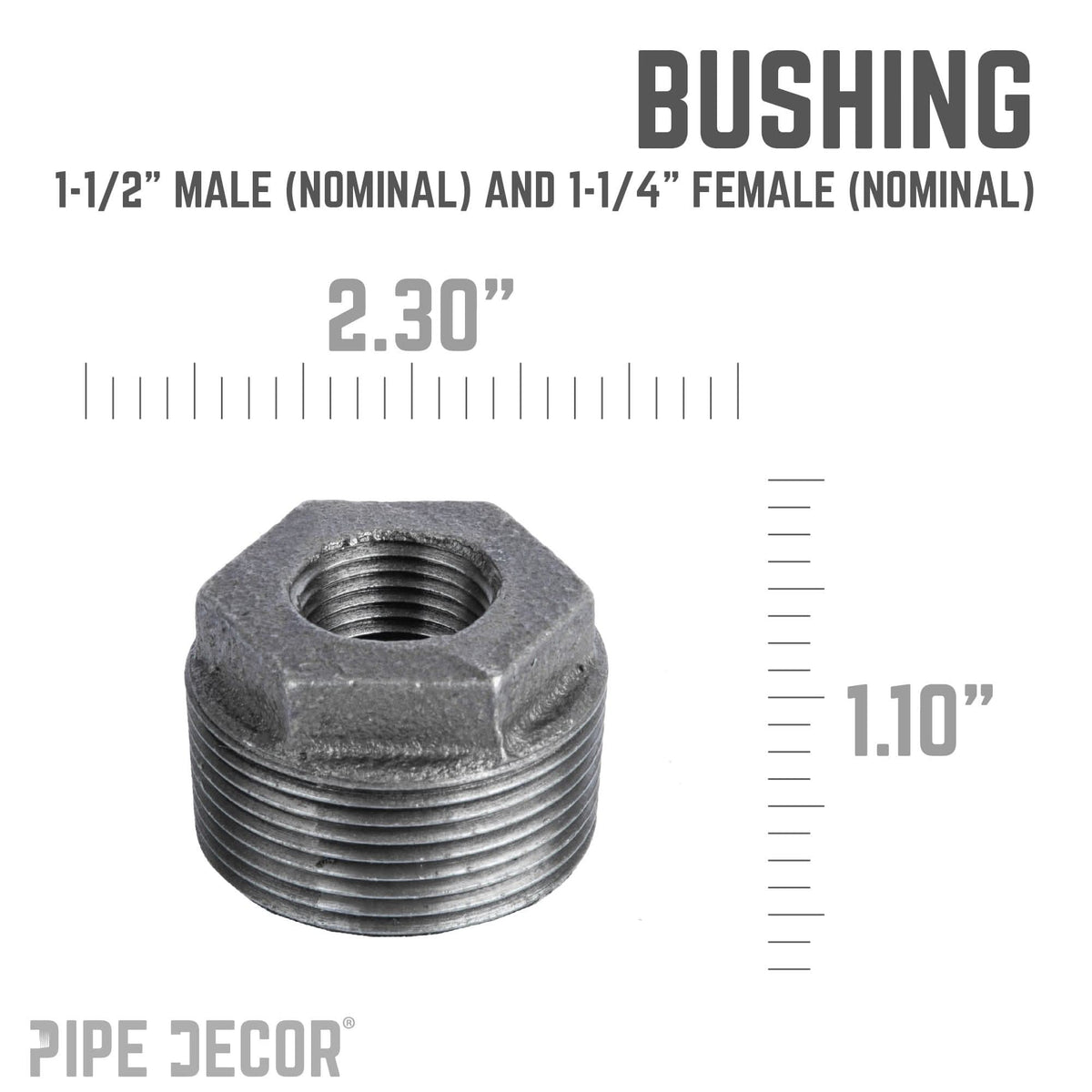 1 1/2 in. x 1 1/4 in. Black Bushing by PIPE DECOR