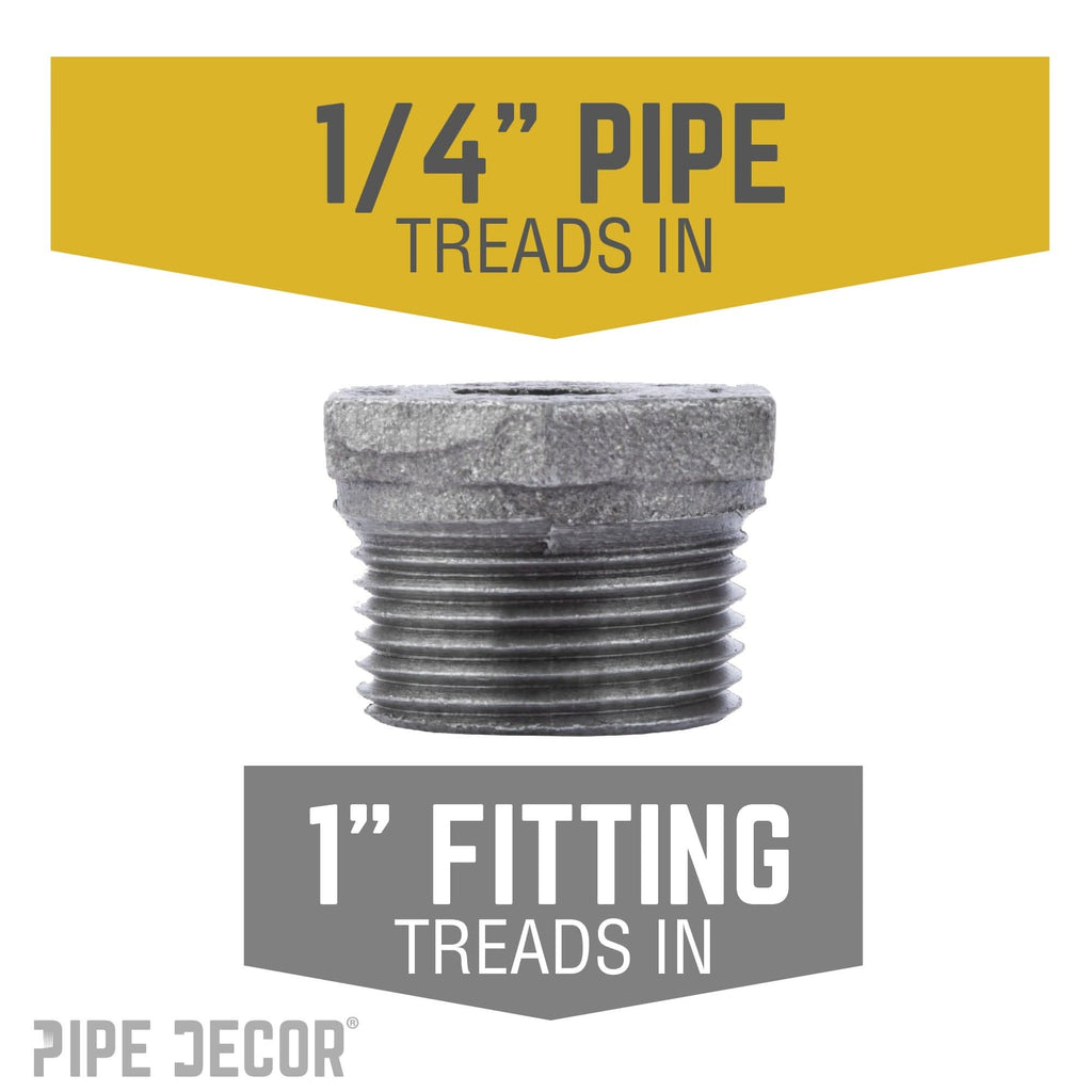 1 in. x 1/4 in. Black Bushing by PIPE DECOR