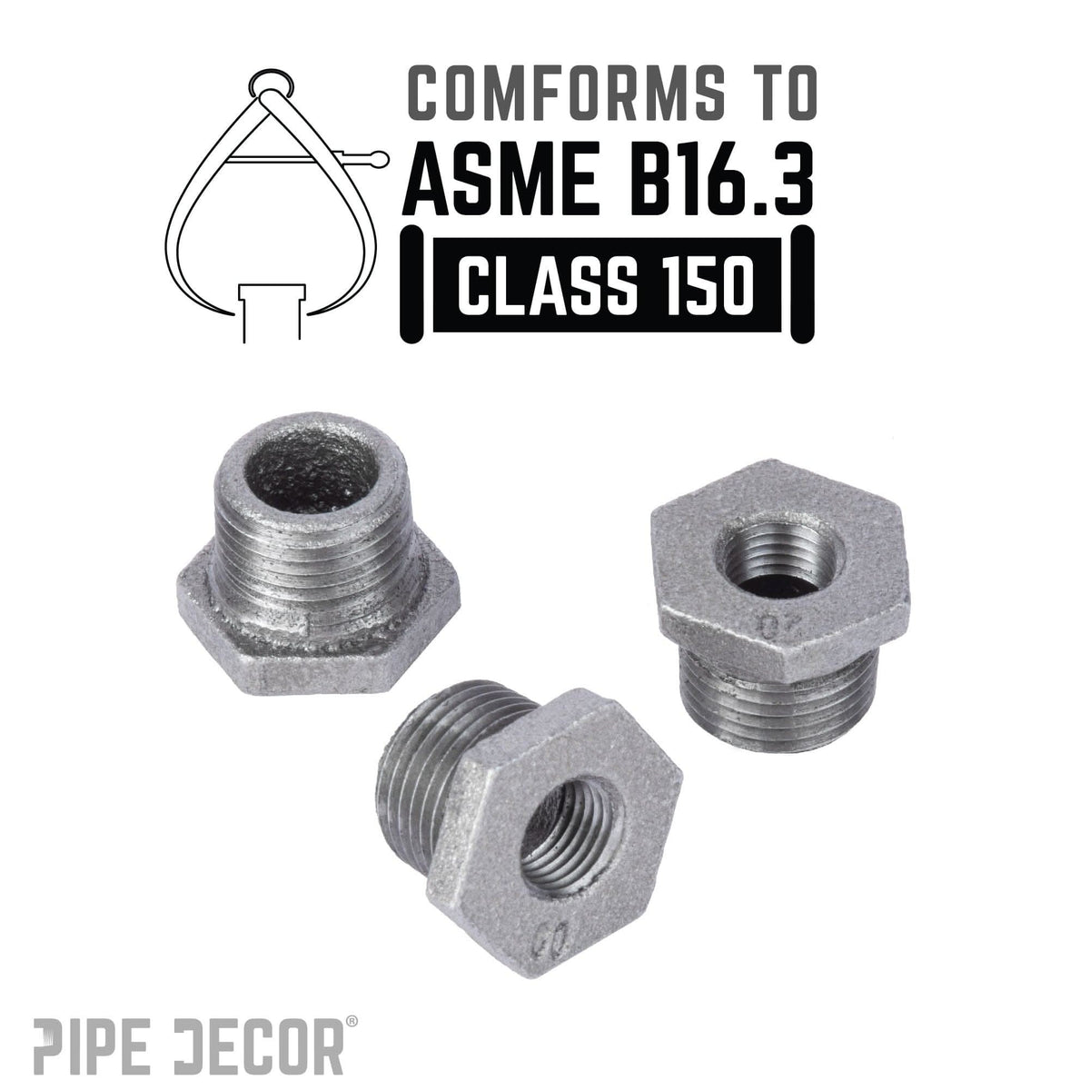 1/2 in. x 1/4 in. Black Bushing by PIPE DECOR