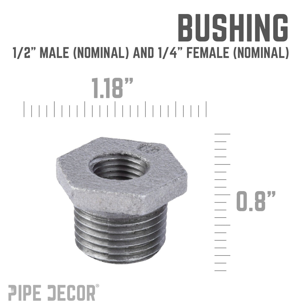 1/2 in. x 1/4 in. Black Bushing by PIPE DECOR