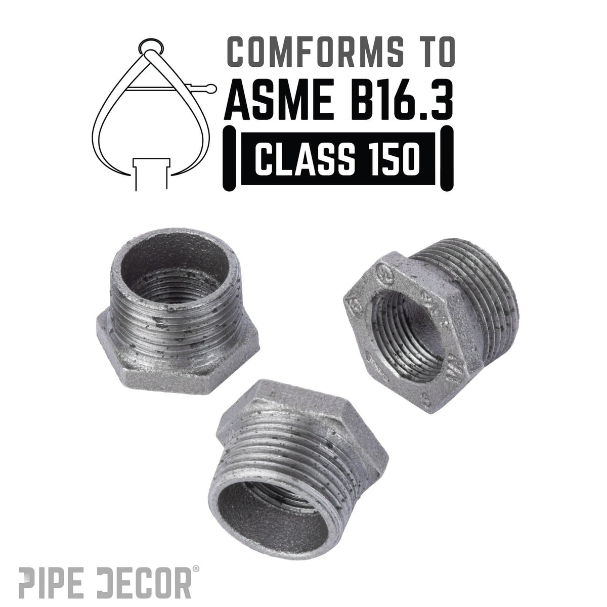 1 in. x 3/4 in. Black Bushing by PIPE DECOR