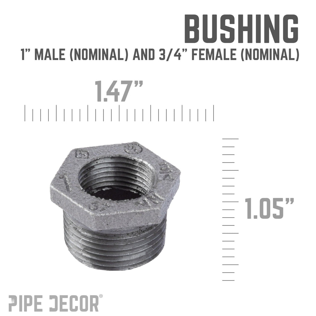 1 in. x 3/4 in. Black Bushing by PIPE DECOR