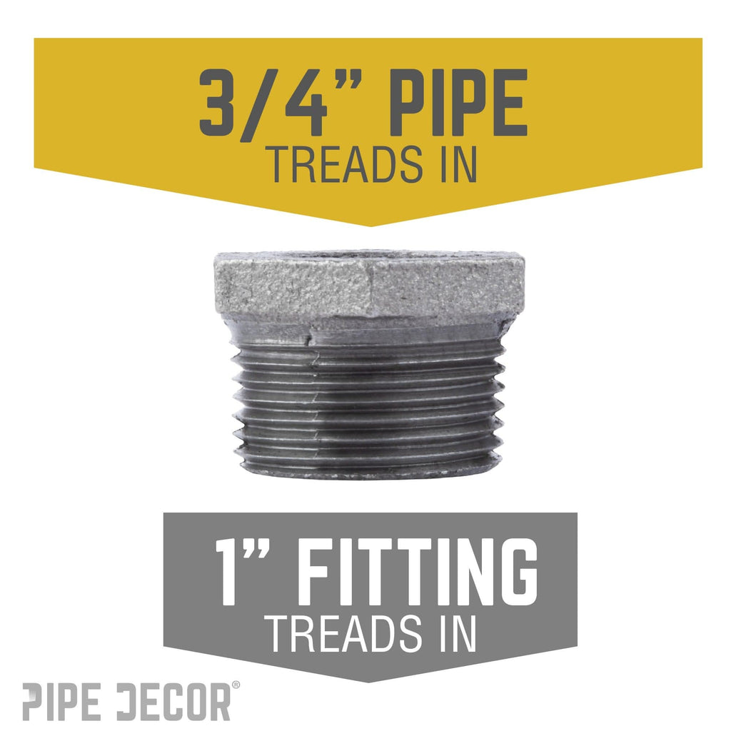 1 in. x 3/4 in. Black Bushing by PIPE DECOR