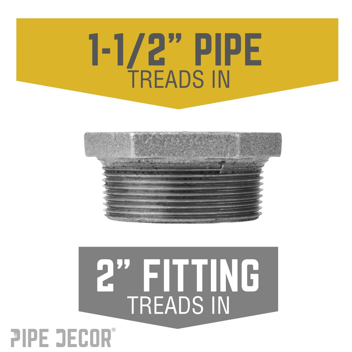 2 in. x 1 1/2 in. Black Bushing by PIPE DECOR