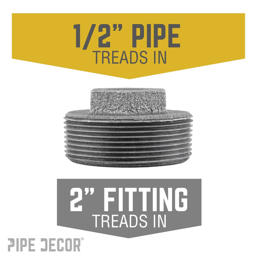 2 in. x 1/2 in. Black Bushing by PIPE DECOR