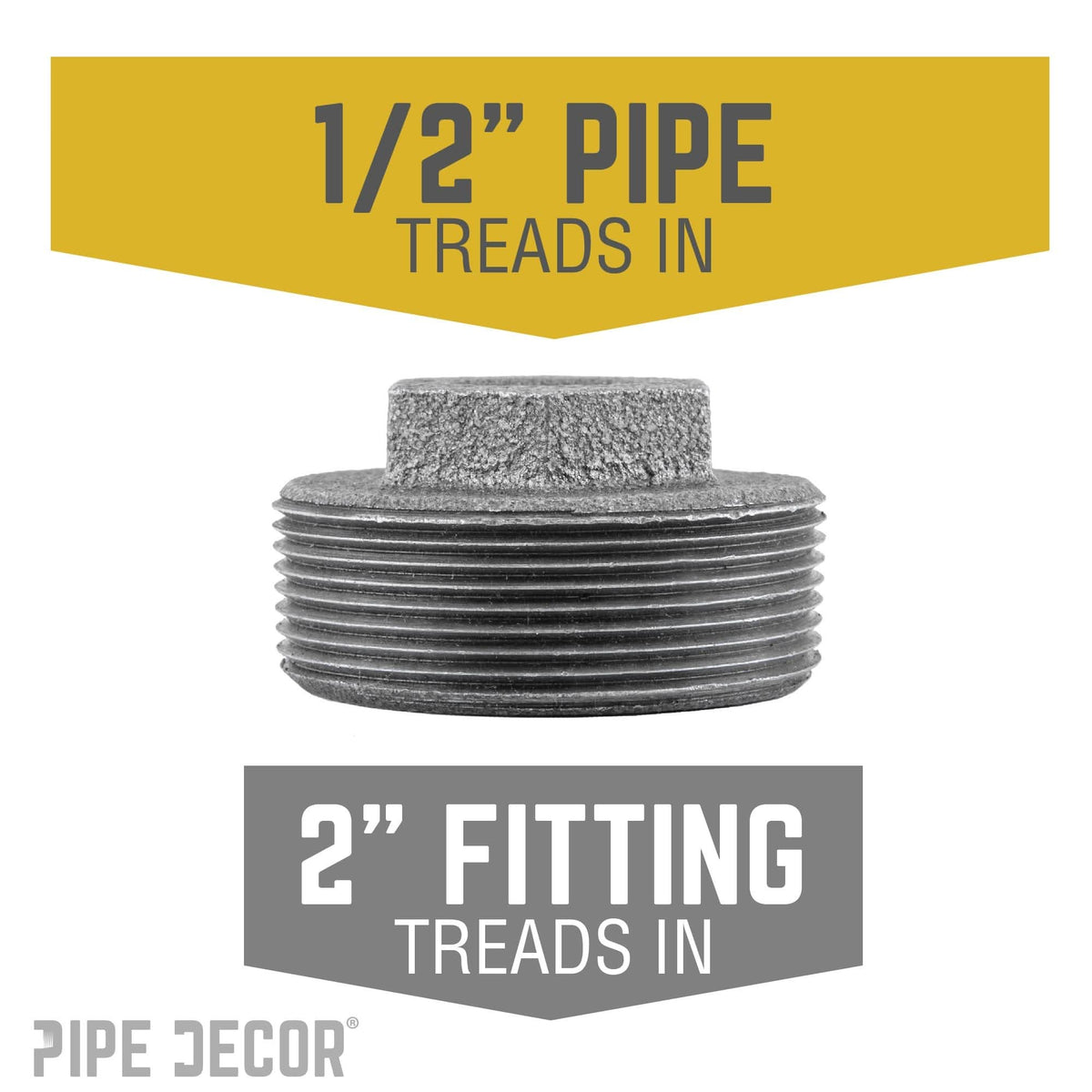2 in. x 1/2 in. Black Bushing by PIPE DECOR