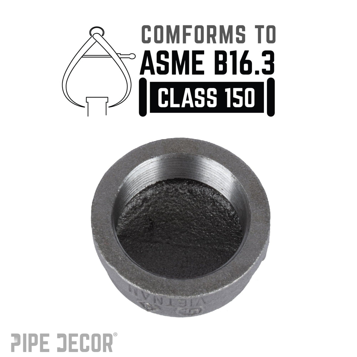 1 1/2 in. Black Cap by PIPE DECOR