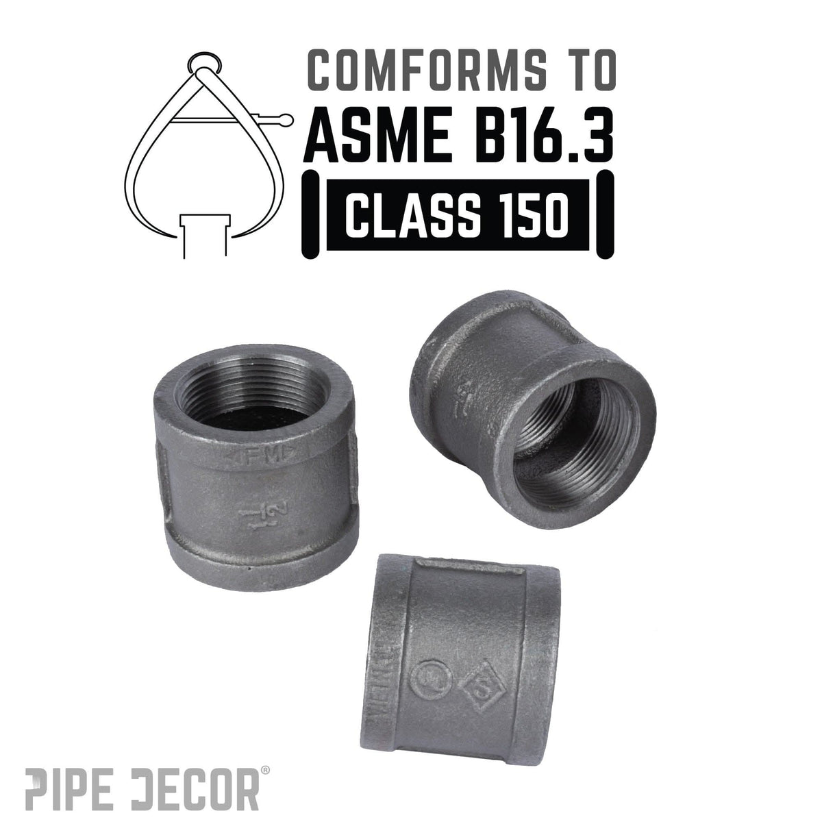 1 1/2 in. Black Coupling by PIPE DECOR