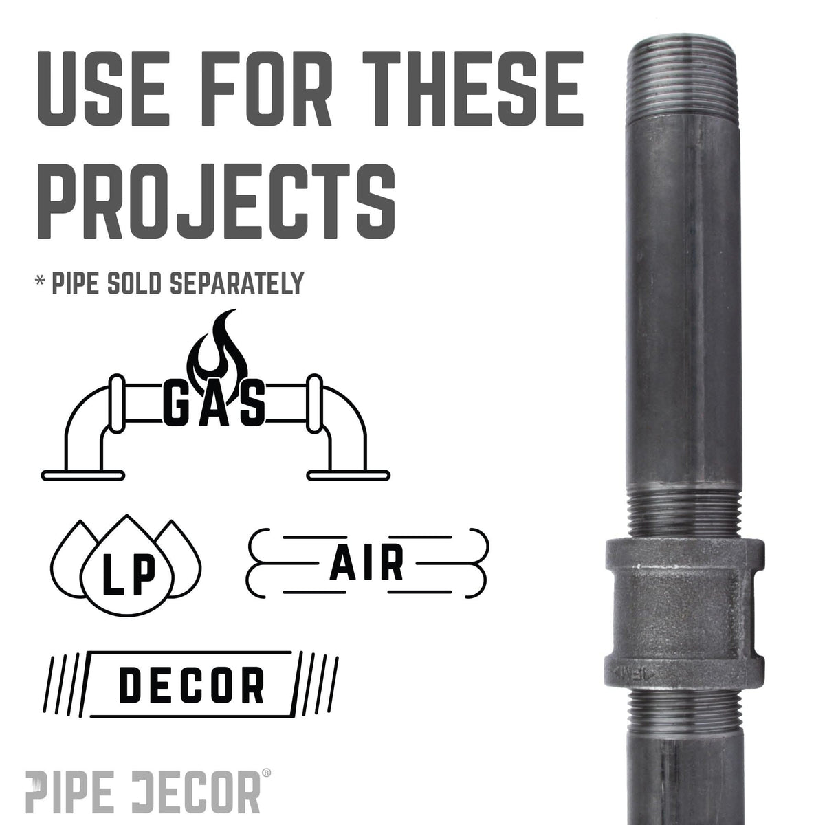 1 1/2 in. Black Coupling by PIPE DECOR