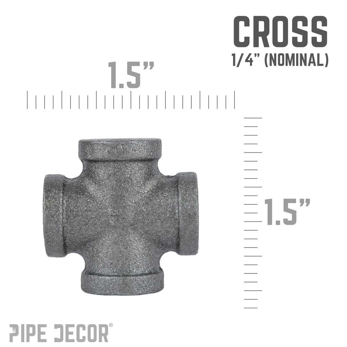 1/4 in. Black Cross by PIPE DECOR