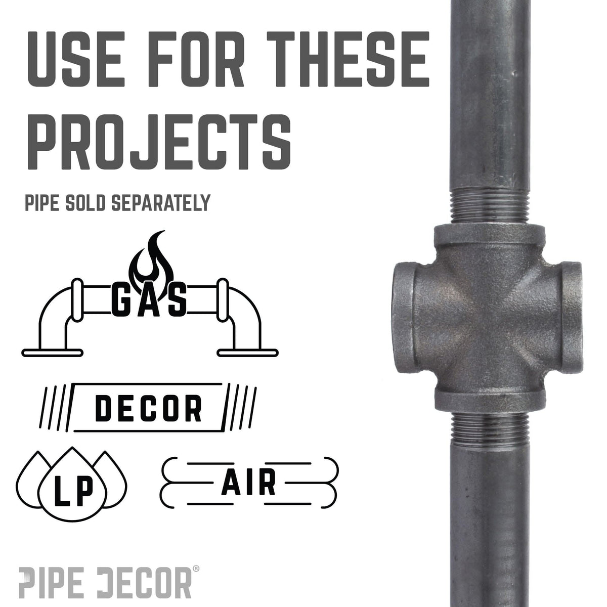 1/4 in. Black Cross by PIPE DECOR