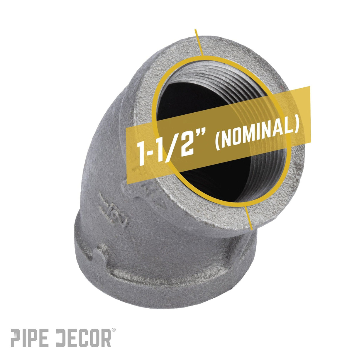 1 1/2 in. Black 45 Degree Elbow by PIPE DECOR